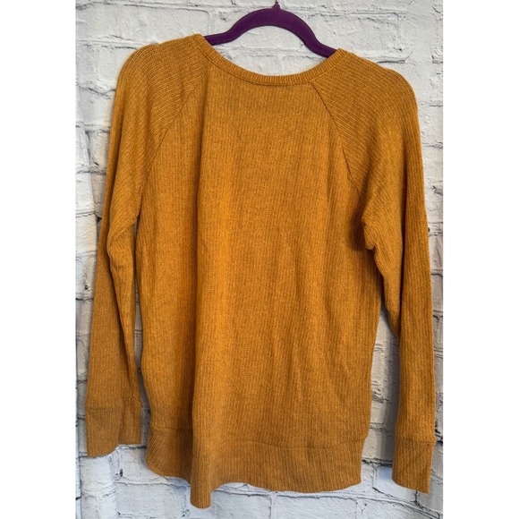 Old Navy Mustard Yellow Ribbed Raglan Long Sleeve Sweater Petite Medium - Picture 2 of 4